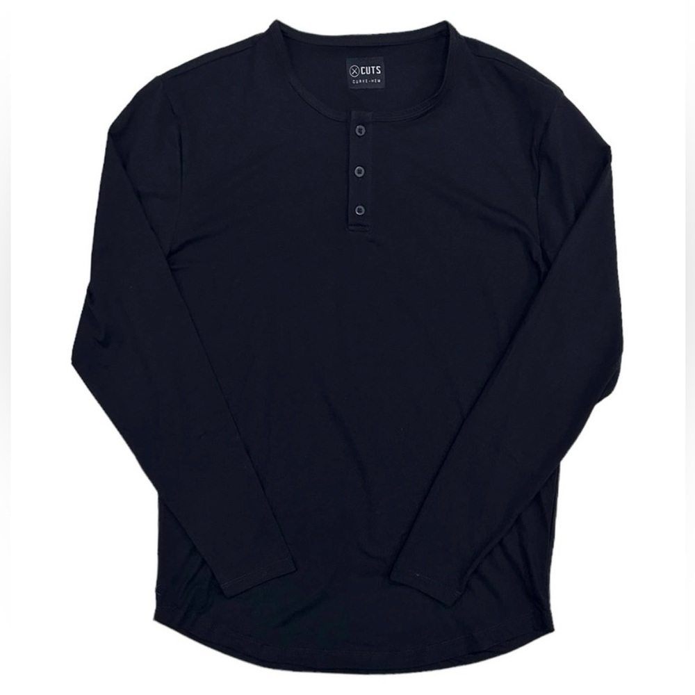 Cuts Clothing Men's Long Sleeve Henley Curve Hem Signature Fit